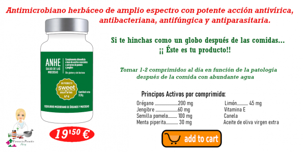 Antimicrobiano herbáceo que no destruye la flora intestinal útil en acidez, reflujo, candidiasis, infecciones de orina, infección de garganta, resfriados y gripes